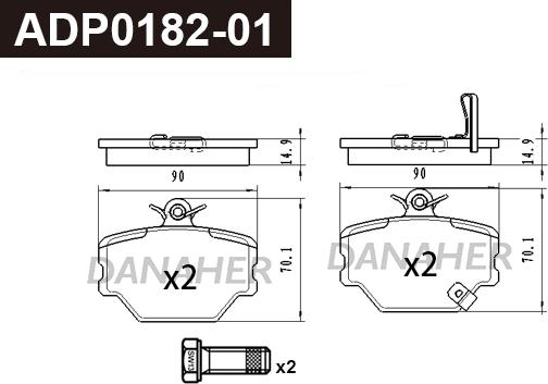 Danaher ADP0182-01 - Гальмівні колодки, дискові гальма autocars.com.ua