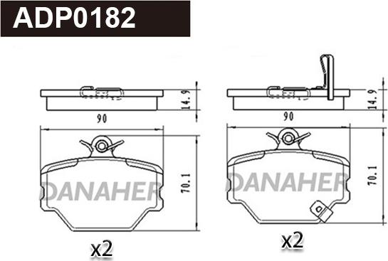 Danaher ADP0182 - Гальмівні колодки, дискові гальма autocars.com.ua