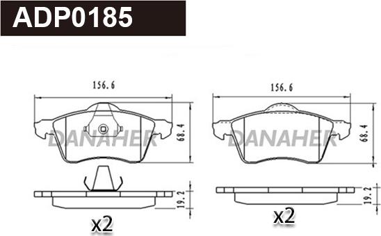 Danaher ADP0185 - Гальмівні колодки, дискові гальма autocars.com.ua