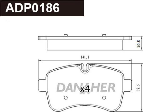 Danaher ADP0186 - Гальмівні колодки, дискові гальма autocars.com.ua
