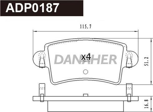 Danaher ADP0187 - Гальмівні колодки, дискові гальма autocars.com.ua