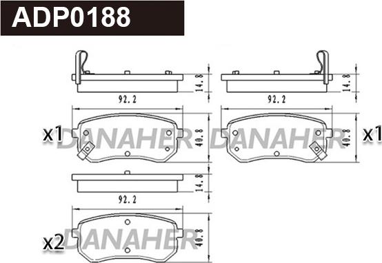 Danaher ADP0188 - Гальмівні колодки, дискові гальма autocars.com.ua