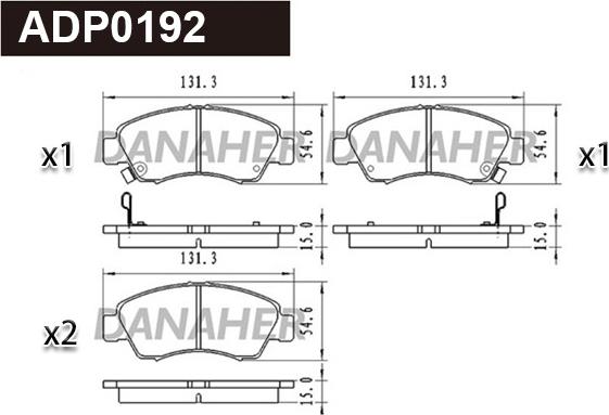 Danaher ADP0192 - Гальмівні колодки, дискові гальма autocars.com.ua