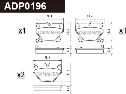 Danaher ADP0196 - Гальмівні колодки, дискові гальма autocars.com.ua