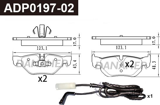 Danaher ADP0197-02 - Гальмівні колодки, дискові гальма autocars.com.ua