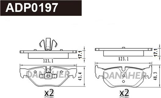 Danaher ADP0197 - Гальмівні колодки, дискові гальма autocars.com.ua