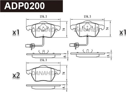 Danaher ADP0200 - Гальмівні колодки, дискові гальма autocars.com.ua