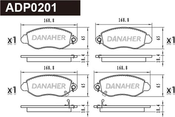 Danaher ADP0201 - Гальмівні колодки, дискові гальма autocars.com.ua