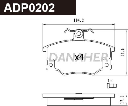 Danaher ADP0202 - Гальмівні колодки, дискові гальма autocars.com.ua