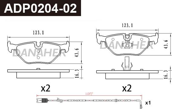 Danaher ADP0204-02 - Тормозные колодки, дисковые, комплект autodnr.net