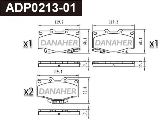 Danaher ADP0213-01 - Гальмівні колодки, дискові гальма autocars.com.ua