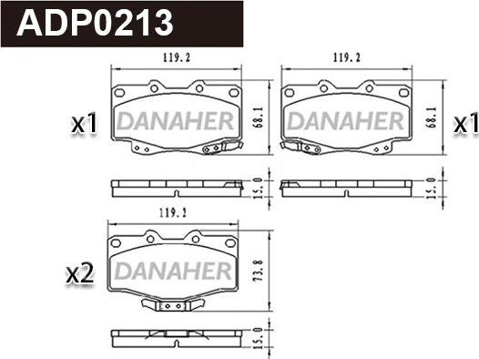 Danaher ADP0213 - Гальмівні колодки, дискові гальма autocars.com.ua
