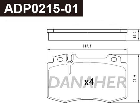 Danaher ADP0215-01 - Гальмівні колодки, дискові гальма autocars.com.ua