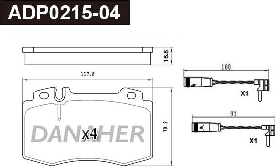 Danaher ADP0215-04 - Гальмівні колодки, дискові гальма autocars.com.ua