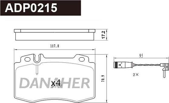 Danaher ADP0215 - Гальмівні колодки, дискові гальма autocars.com.ua