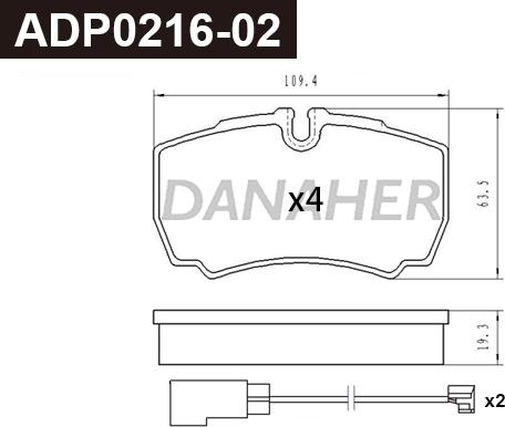 Danaher ADP0216-02 - Гальмівні колодки, дискові гальма autocars.com.ua