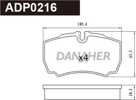 Danaher ADP0216 - Гальмівні колодки, дискові гальма autocars.com.ua