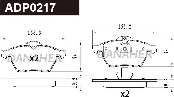 Danaher ADP0217 - Гальмівні колодки, дискові гальма autocars.com.ua
