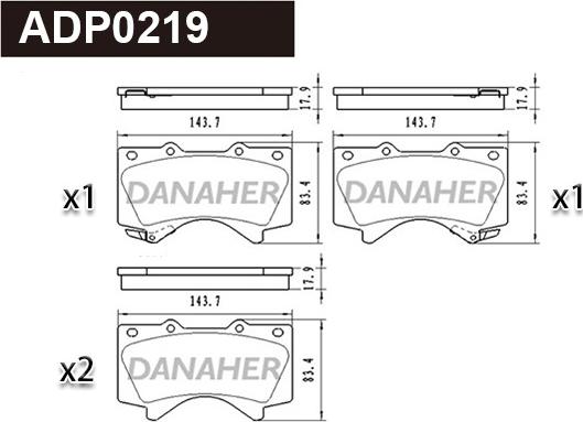 Danaher ADP0219 - Гальмівні колодки, дискові гальма autocars.com.ua