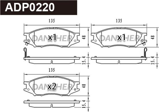 Danaher ADP0220 - Гальмівні колодки, дискові гальма autocars.com.ua