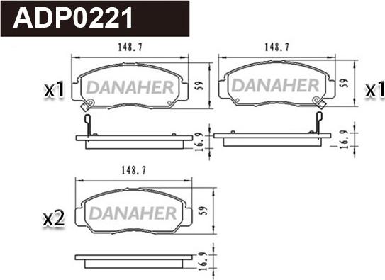 Danaher ADP0221 - Тормозные колодки, дисковые, комплект autodnr.net