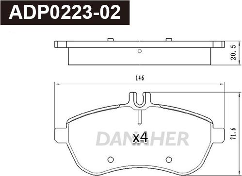 Danaher ADP0223-02 - Тормозные колодки, дисковые, комплект autodnr.net