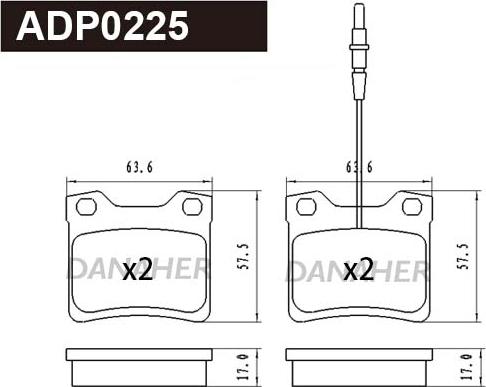 Danaher ADP0225 - Гальмівні колодки, дискові гальма autocars.com.ua