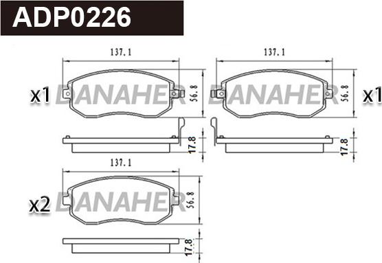 Danaher ADP0226 - Тормозные колодки, дисковые, комплект autodnr.net