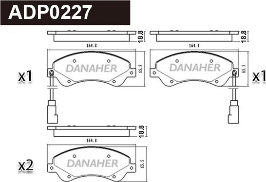 Danaher ADP0227 - Гальмівні колодки, дискові гальма autocars.com.ua