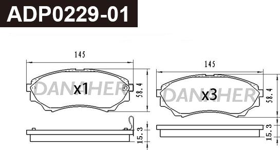 Danaher ADP0229-01 - Гальмівні колодки, дискові гальма autocars.com.ua