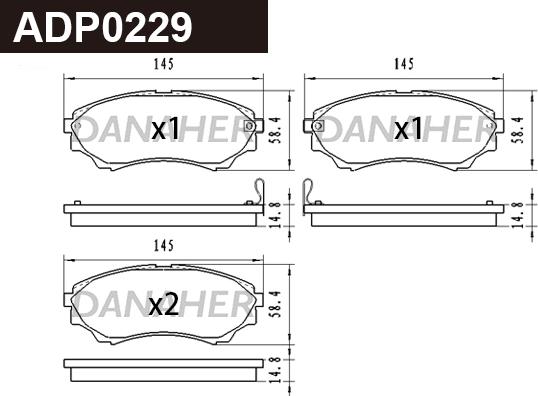 Danaher ADP0229 - Гальмівні колодки, дискові гальма autocars.com.ua