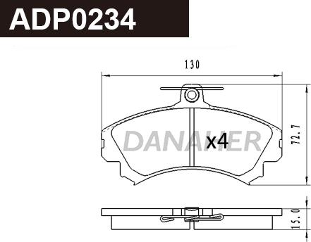 Danaher ADP0234 - Гальмівні колодки, дискові гальма autocars.com.ua