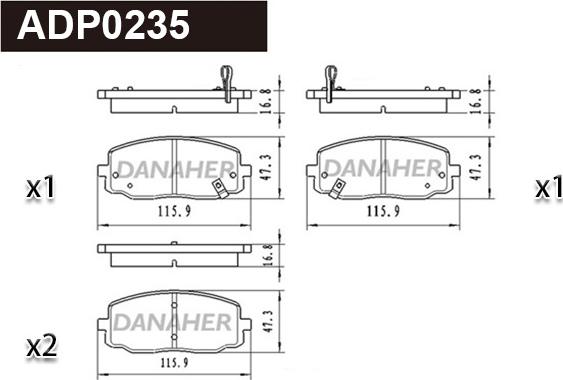 Danaher ADP0235 - Гальмівні колодки, дискові гальма autocars.com.ua