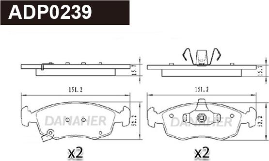 Danaher ADP0239 - Гальмівні колодки, дискові гальма autocars.com.ua