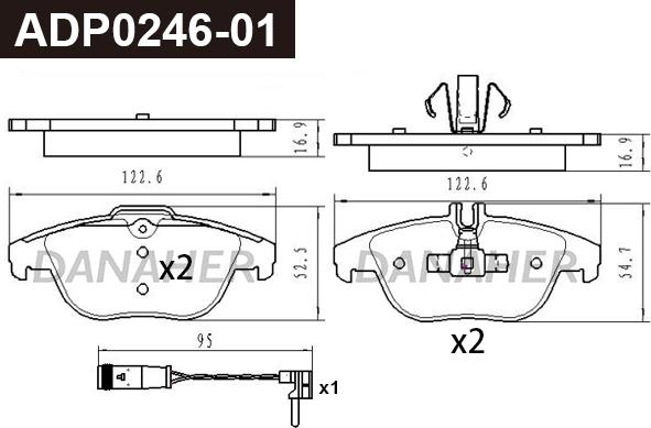 Danaher ADP0246-01 - Тормозные колодки, дисковые, комплект autodnr.net