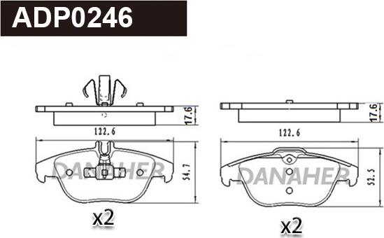 Danaher ADP0246 - Гальмівні колодки, дискові гальма autocars.com.ua