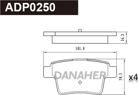 Danaher ADP0250 - Гальмівні колодки, дискові гальма autocars.com.ua