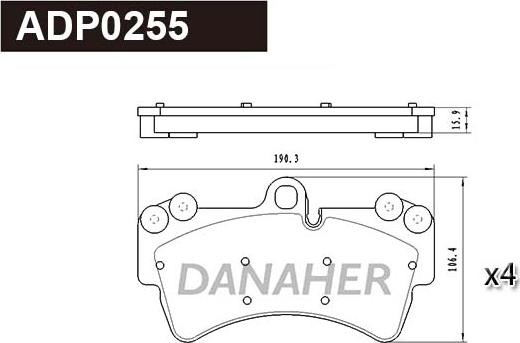 Danaher ADP0255 - Гальмівні колодки, дискові гальма autocars.com.ua