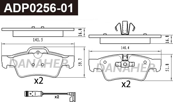 Danaher ADP0256-01 - Гальмівні колодки, дискові гальма autocars.com.ua