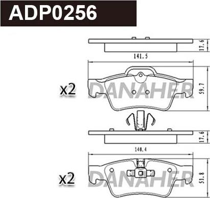 Danaher ADP0256 - Гальмівні колодки, дискові гальма autocars.com.ua