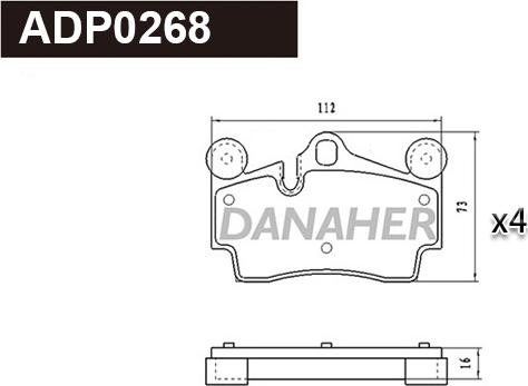 Danaher ADP0268 - Тормозные колодки, дисковые, комплект autodnr.net