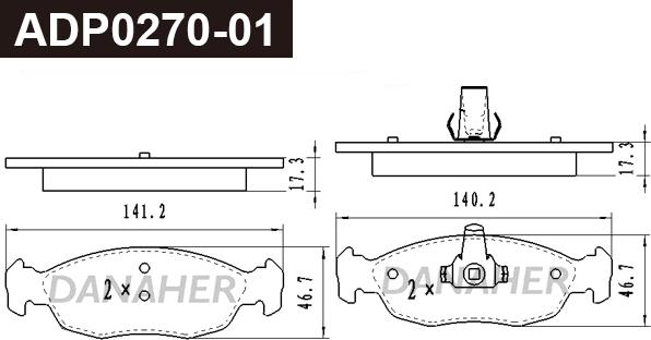 Danaher ADP0270-01 - Гальмівні колодки, дискові гальма autocars.com.ua