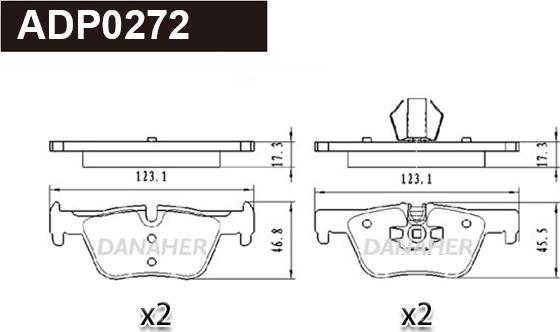 Danaher ADP0272 - Гальмівні колодки, дискові гальма autocars.com.ua