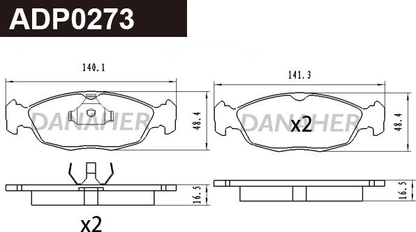 Danaher ADP0273 - Гальмівні колодки, дискові гальма autocars.com.ua