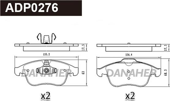 Danaher ADP0276 - Гальмівні колодки, дискові гальма autocars.com.ua