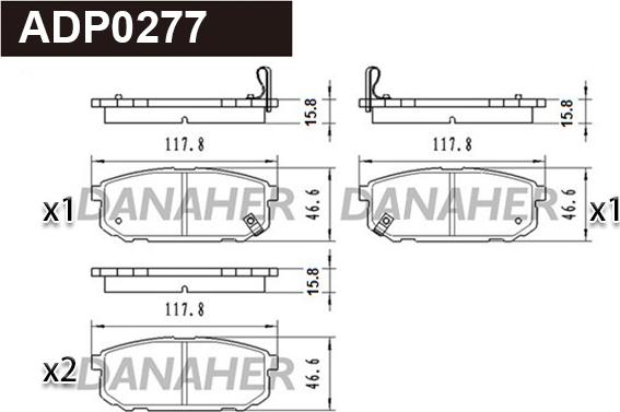 Danaher ADP0277 - Гальмівні колодки, дискові гальма autocars.com.ua