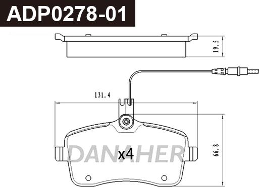 Danaher ADP0278-01 - Гальмівні колодки, дискові гальма autocars.com.ua