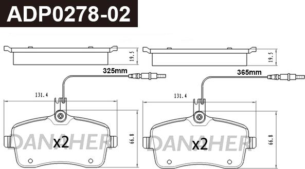 Danaher ADP0278-02 - Гальмівні колодки, дискові гальма autocars.com.ua