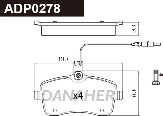 Danaher ADP0278 - Гальмівні колодки, дискові гальма autocars.com.ua