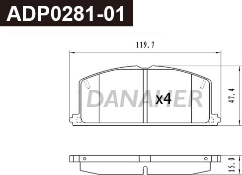 Danaher ADP0281-01 - Гальмівні колодки, дискові гальма autocars.com.ua